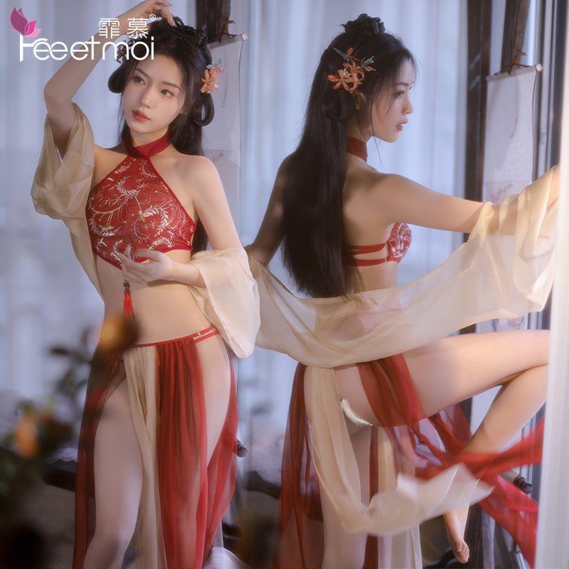 【古风美人-小倩】来生缘 刺绣肚兜套袖披帛分片罗裙飘逸唐韵套装