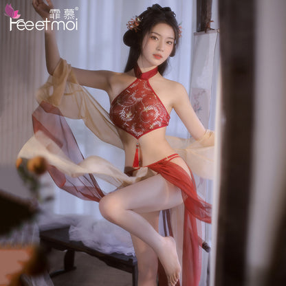 【古风美人-小倩】来生缘 刺绣肚兜套袖披帛分片罗裙飘逸唐韵套装