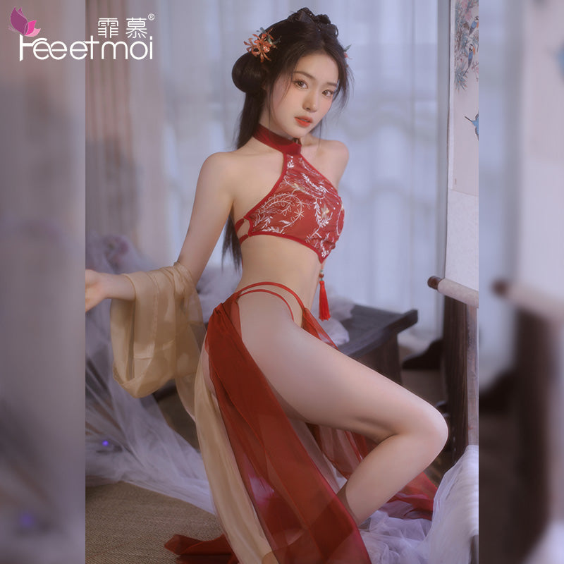 【古风美人-小倩】来生缘 刺绣肚兜套袖披帛分片罗裙飘逸唐韵套装